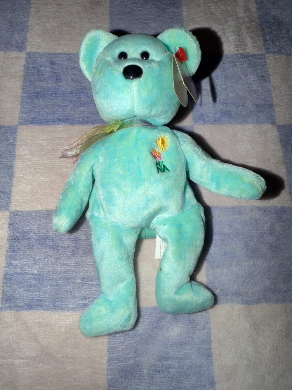 2000’s vintage beanie baby ariel Bear Kids Toy - Soft Embroidered Flower